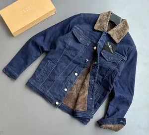 Men's Fleece-Lined Denim Jackets. Fur Woolen Jean Jacket