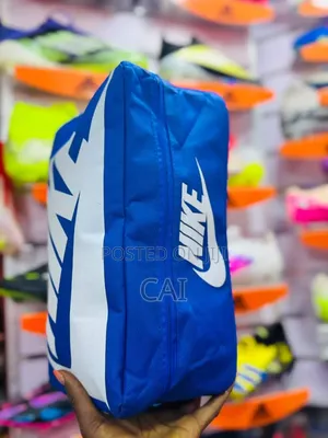 Blue and White Nike Shoe Box Bag