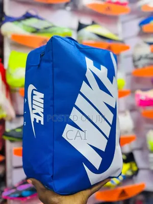 Blue and White Nike Shoe Box Bag