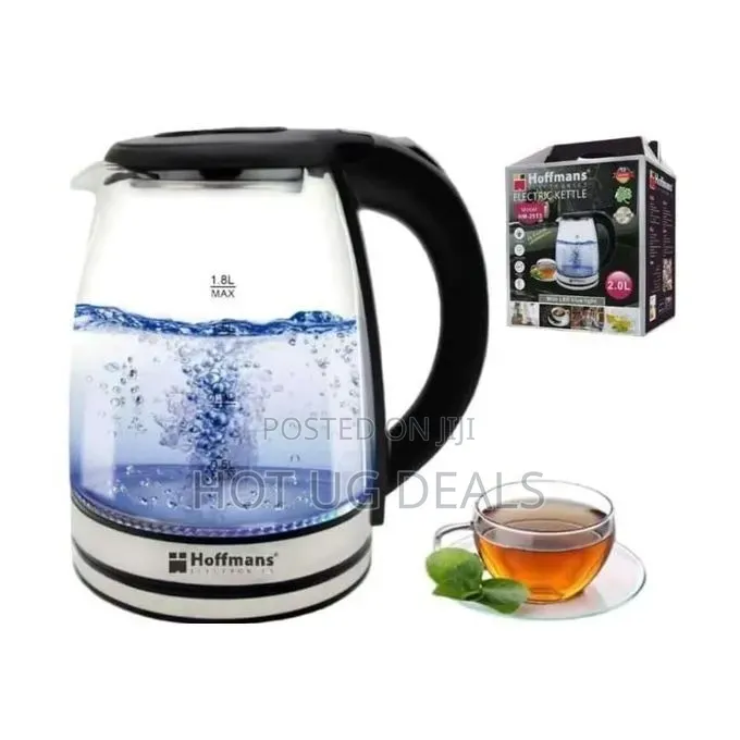 Hoffmans 2L Glass Kettle Model HM-2513 - Clear,Black