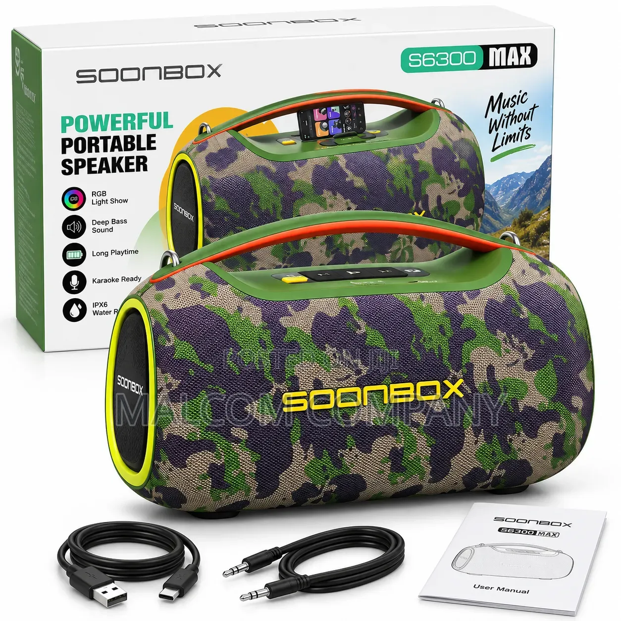 SOONBOX S6300 Max Portable Bluetooth Speaker Deep Bass RGB Lights