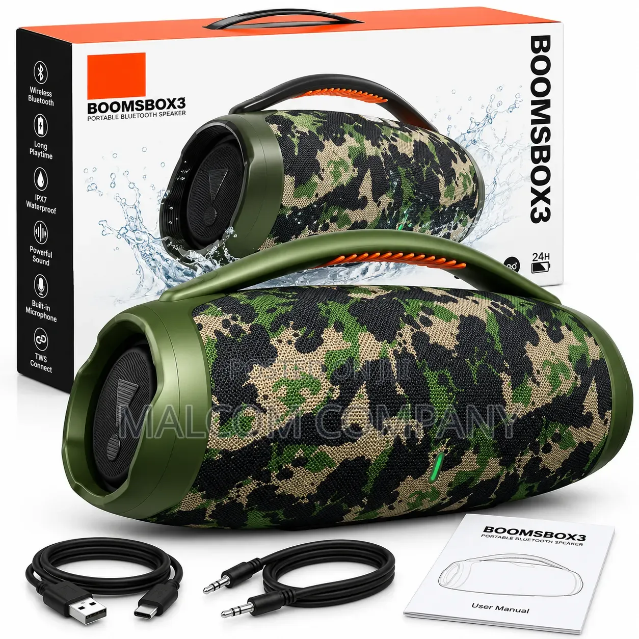 BOOMSBOX3 Portable Bluetooth Speaker With Powerful Bass Carry Handle