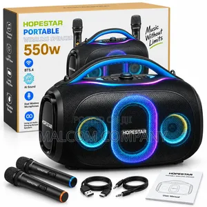 HOPESTAR 550W Portable Bluetooth Party Speaker Wireless Microphones