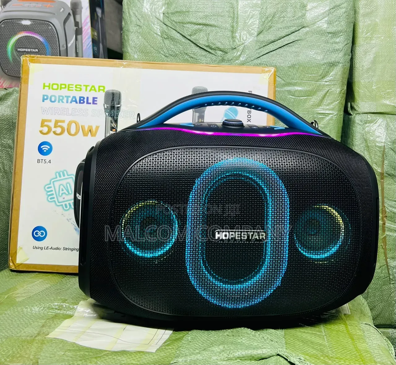 HOPESTAR 550W Portable Bluetooth Party Speaker Wireless Microphones