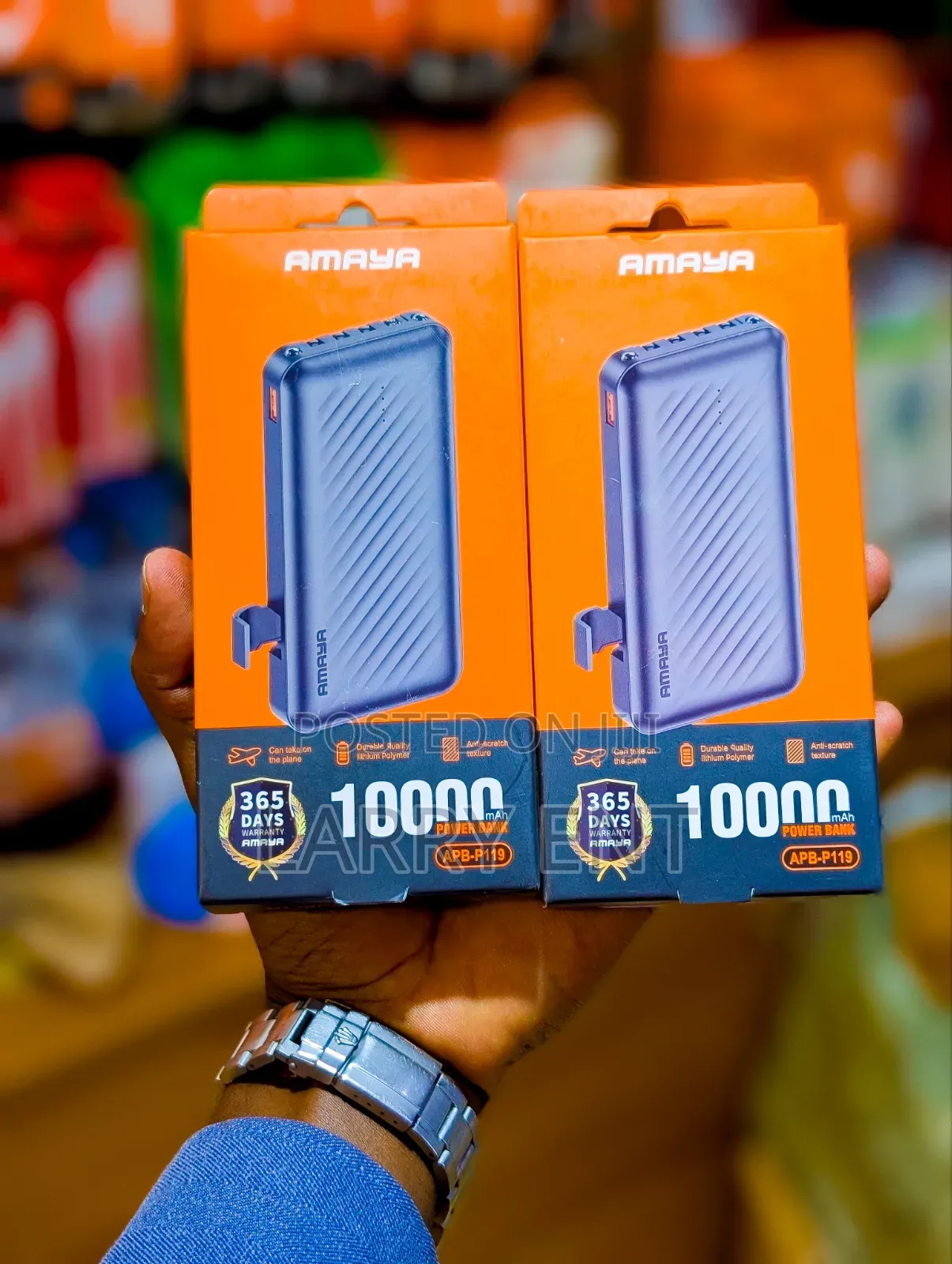 Amaya 10000mAh Power Bank Fast Charge With Built-in Cables