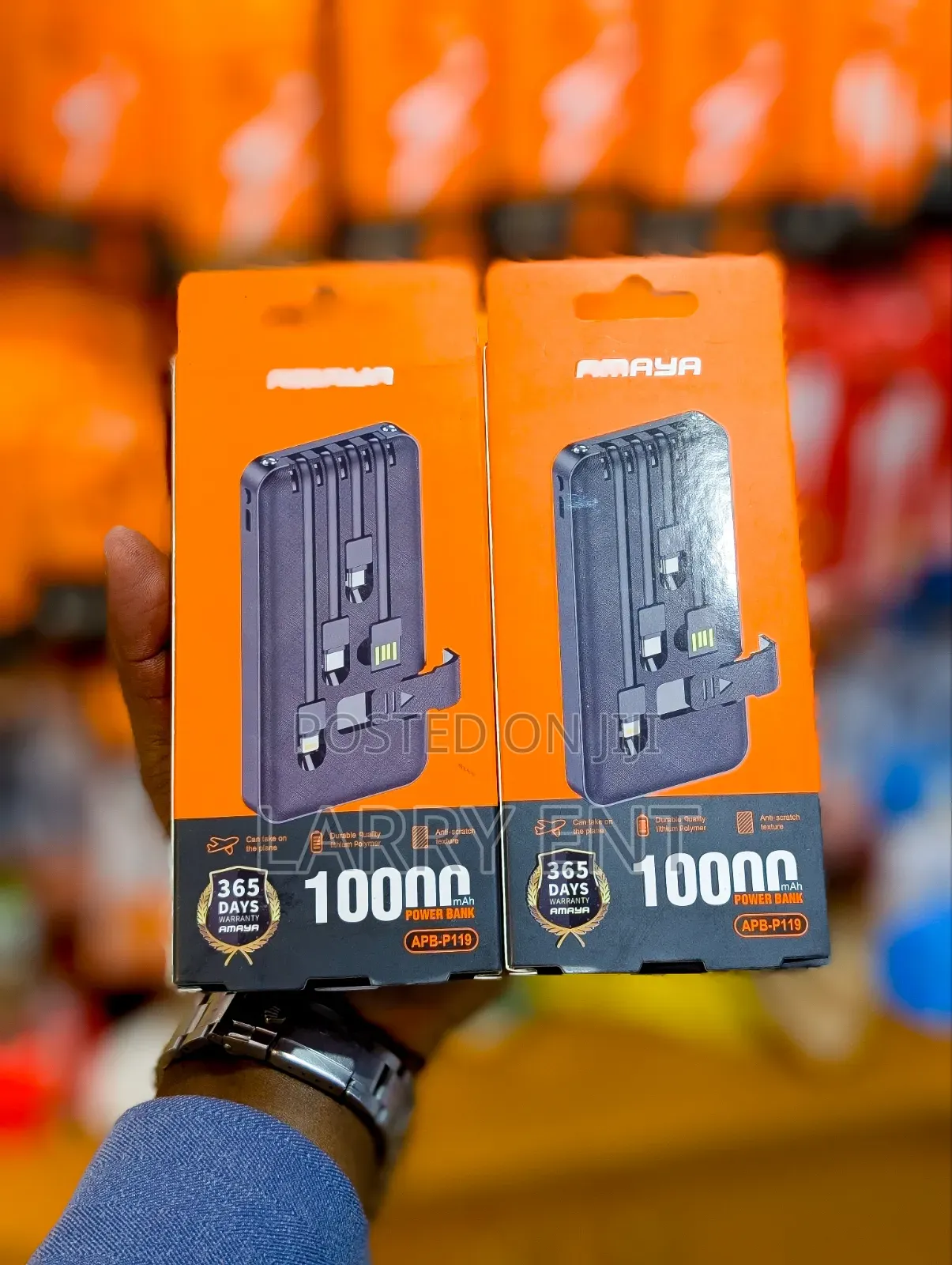 Amaya 10000mAh Power Bank Fast Charge With Built-in Cables