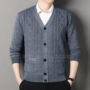 Men v Neck Cardigan Sweater