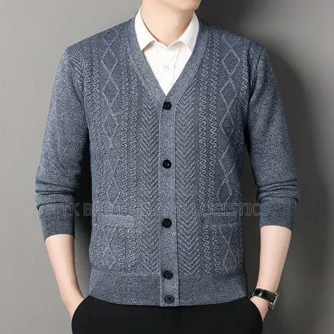 Men v Neck Cardigan Sweater
