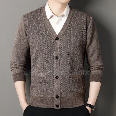 Men v Neck Cardigan Sweater