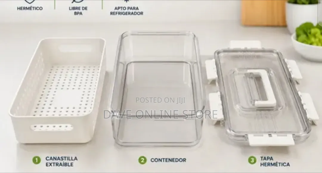 Clear Rectangular Plastic Refrigerator Storage Container