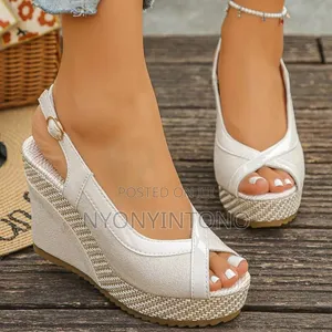 Toe-Cross Strap Wedge Shoe