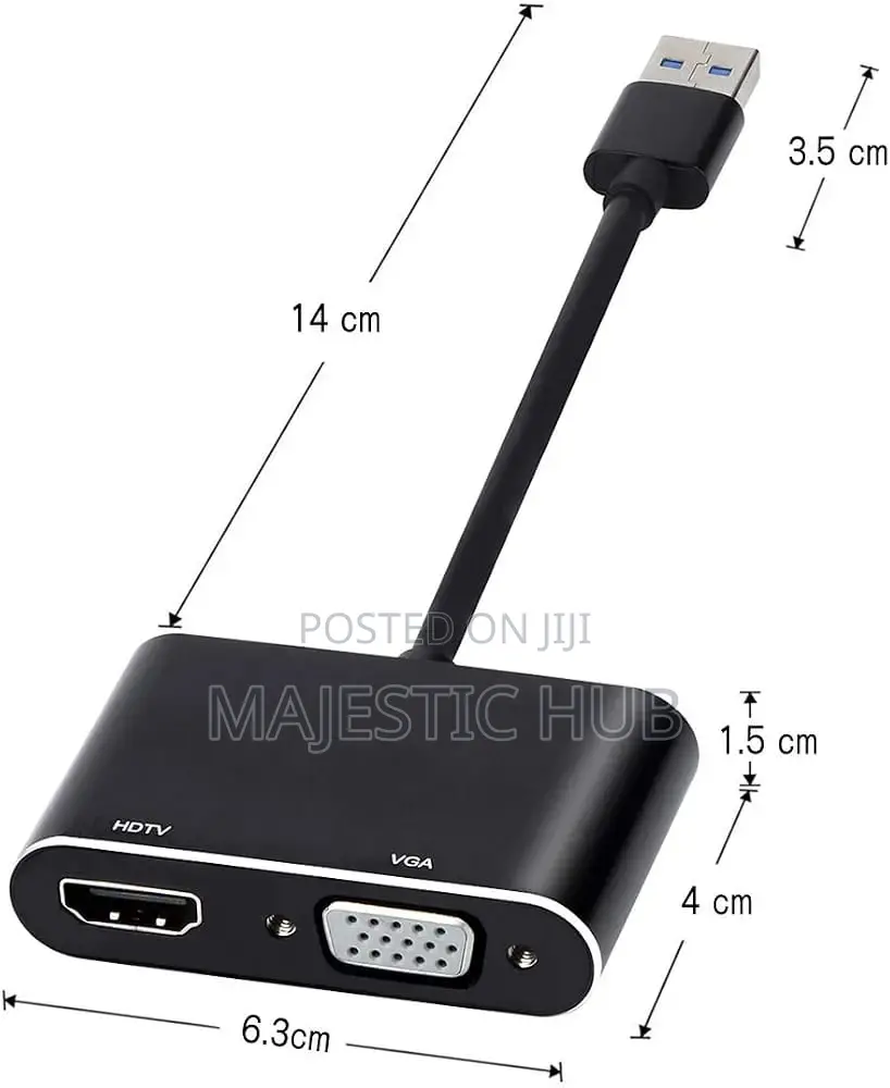 USB to HDMI VGA Adapter, 1080P 60Hz Dual Display With Audio