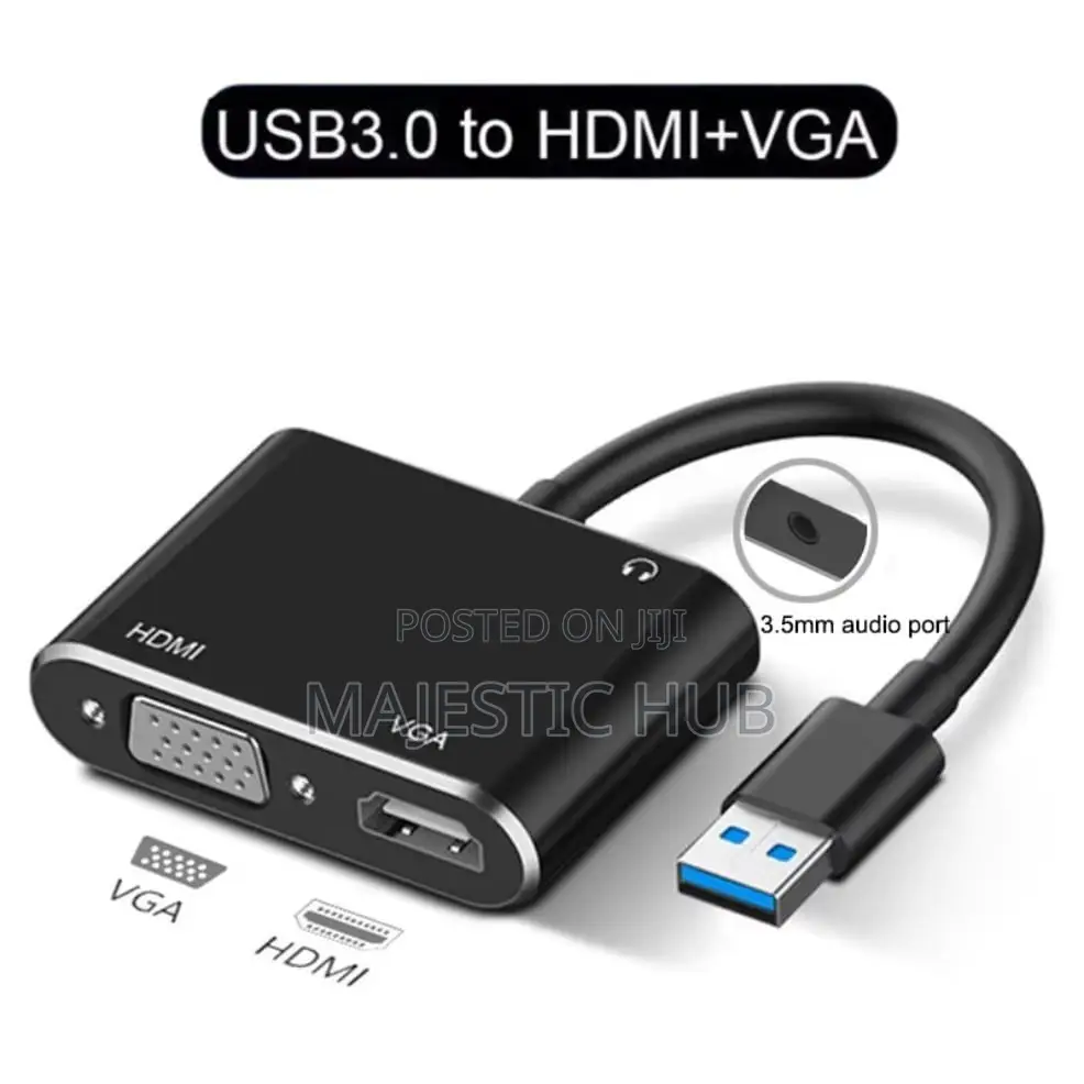 USB to HDMI VGA Adapter, 1080P 60Hz Dual Display With Audio