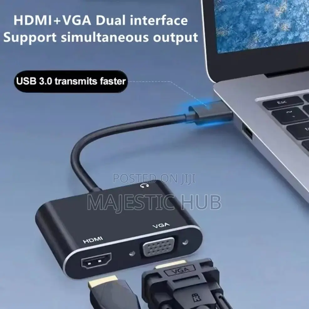 USB to HDMI VGA Adapter, 1080P 60Hz Dual Display With Audio