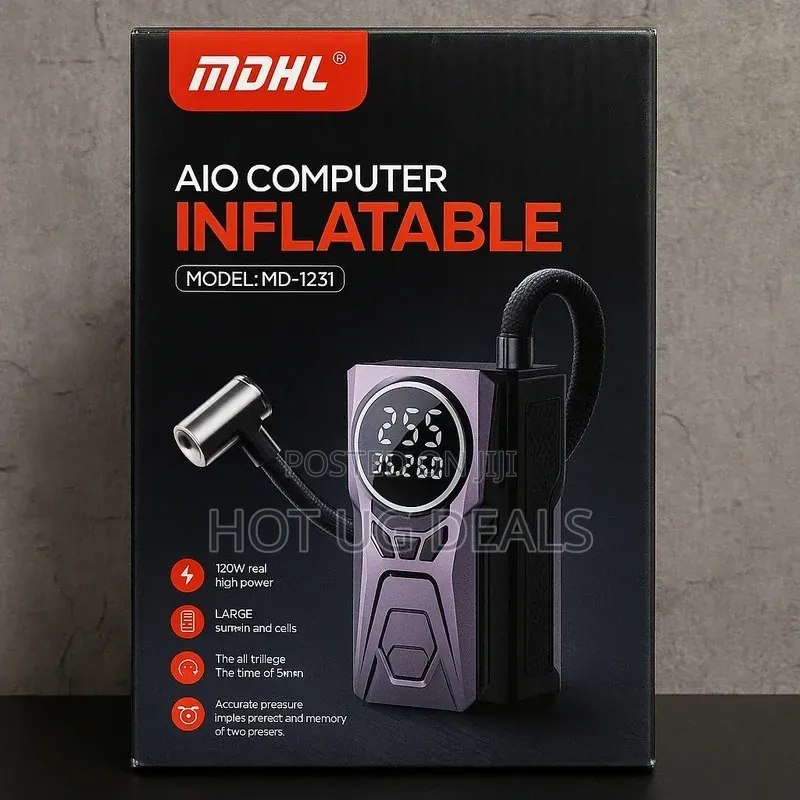 Tyre Inflator Air Compressor - Cordless Car Air Pump With LED Light