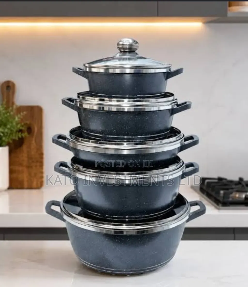 5-Piece Non-Stick Granite Cooking and Serving Pot Set