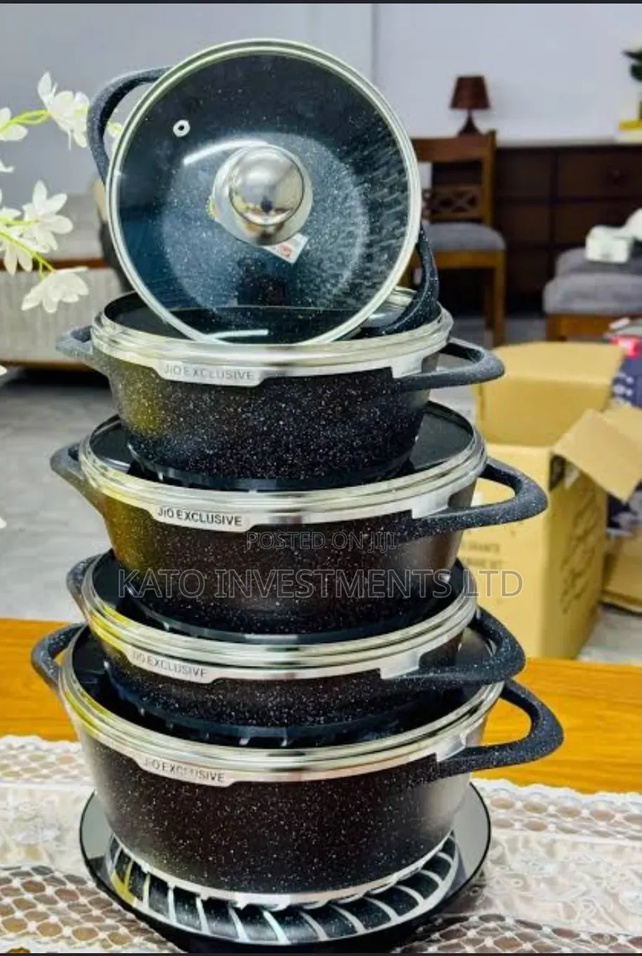 5-Piece Non-Stick Granite Cooking and Serving Pot Set