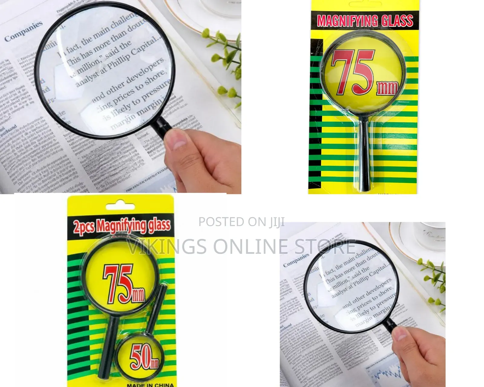 2 PCS Handheld Magnifying Glass Set 75mm 50mm Lens - For Reading