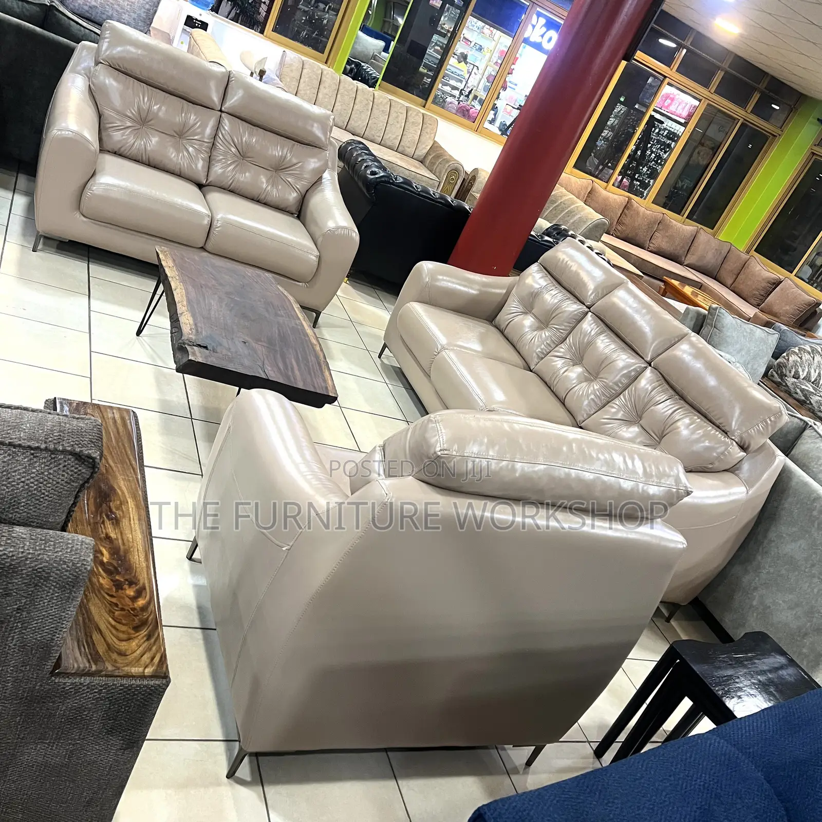 6 Seater Leather (Cream)