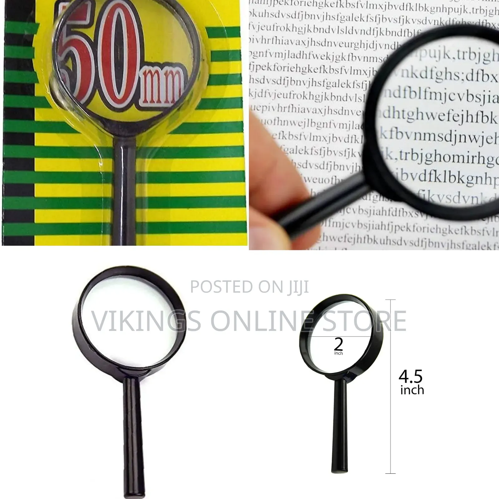 Pocket Magnifying Glass, Stationary Items for School and Office, 50mm