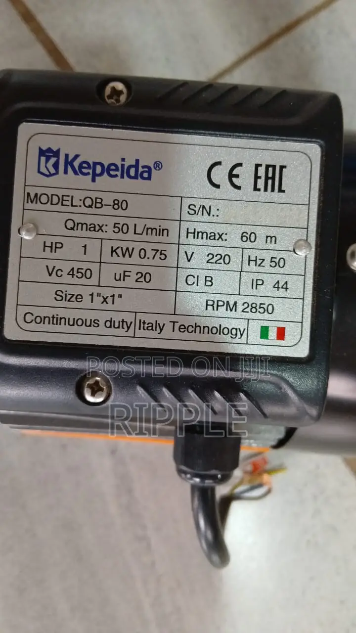 750W AC Surface Water Pump 60m Head 3,000l/H 220V