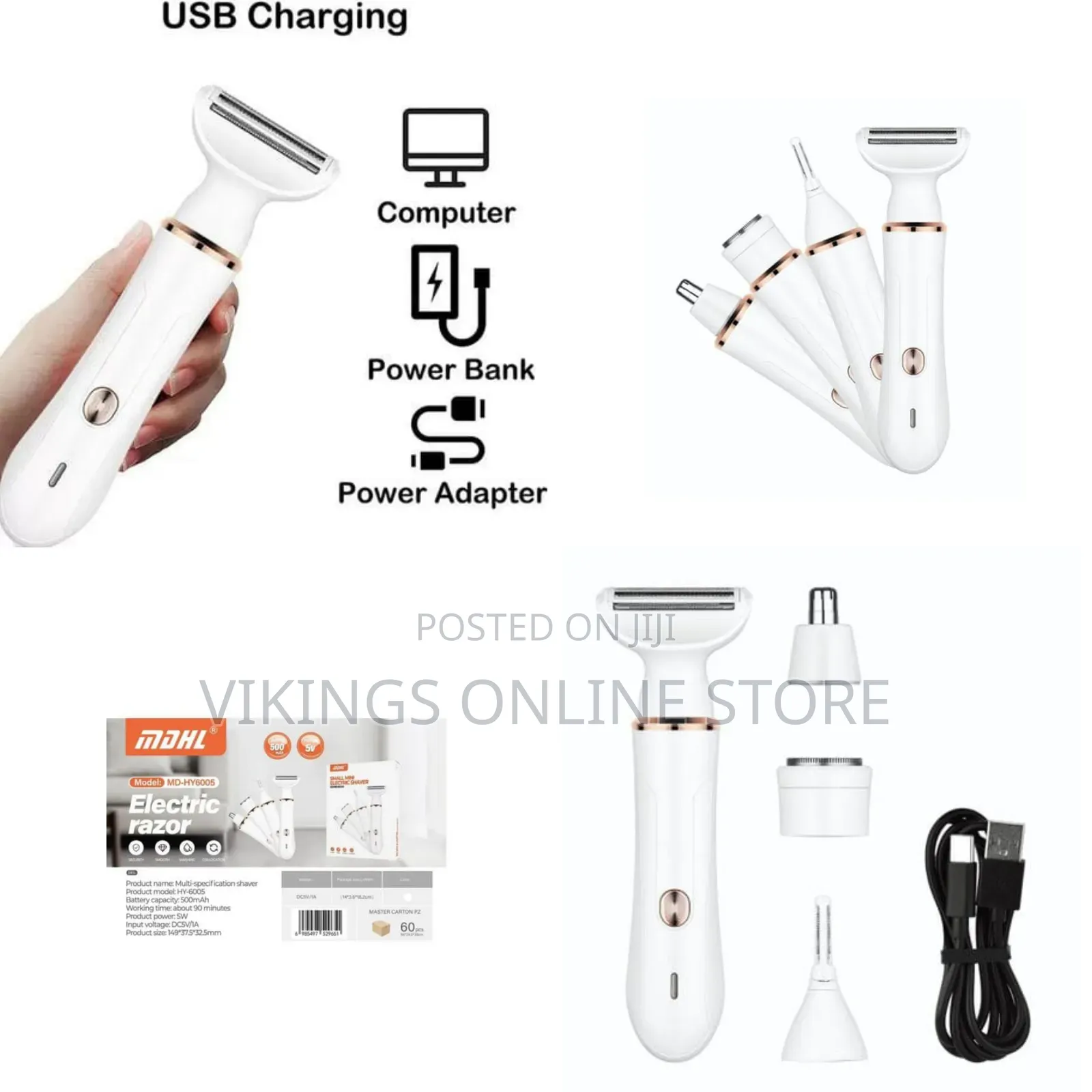 MDHL Mini Electric Shaver MD-HY6005 - 4-in-1 Compact Grooming Kit