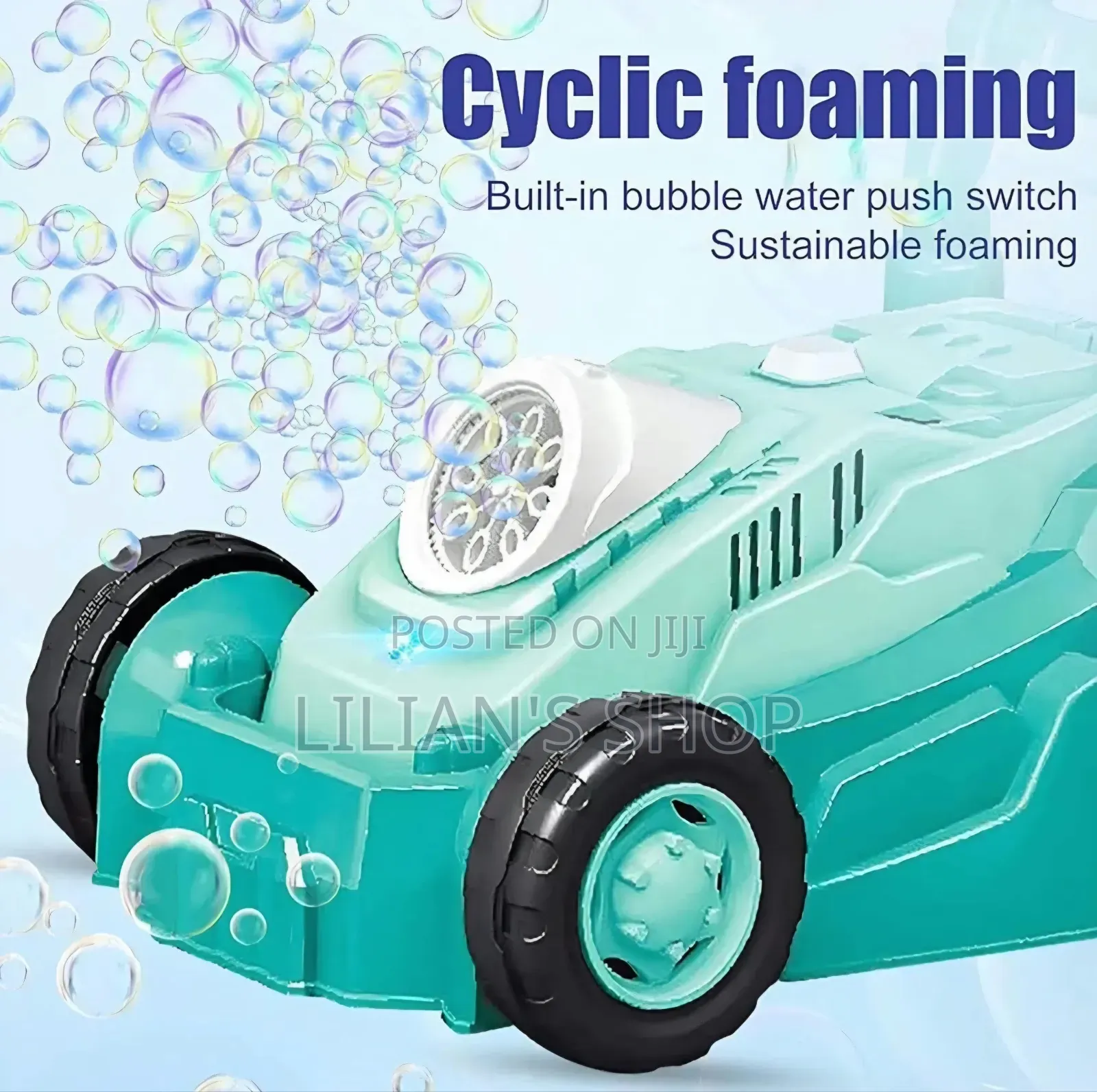 Automatic Bubble Blowing Mower With Bubble Bottle
