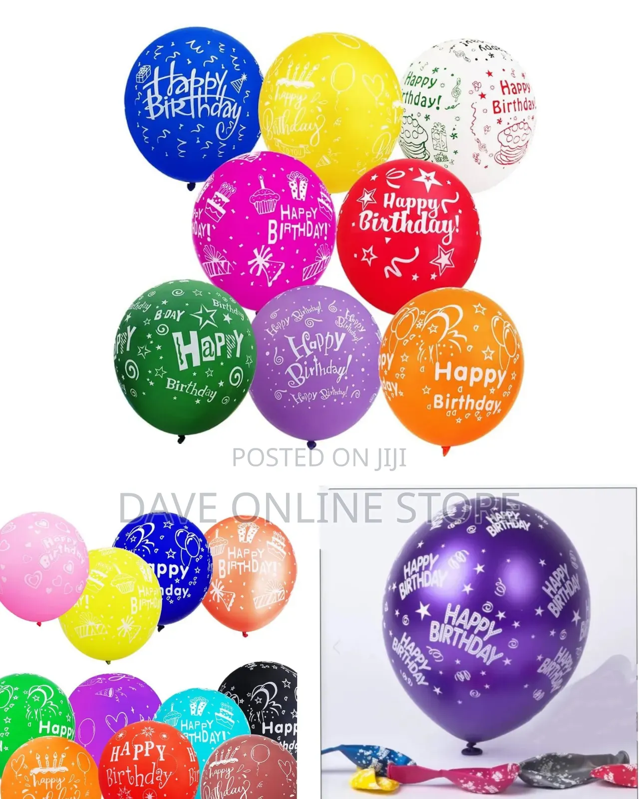 100Pcs "Happy Birthday" Printed Colorful Latex Birthday Balloons