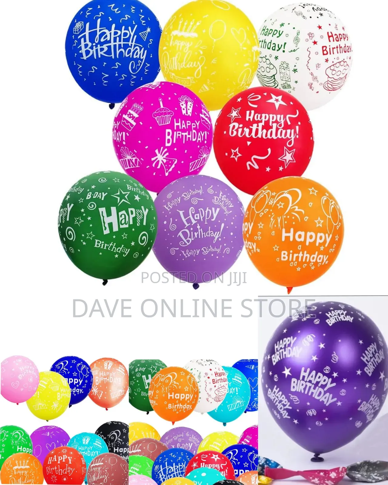 100Pcs "Happy Birthday" Printed Colorful Latex Birthday Balloons
