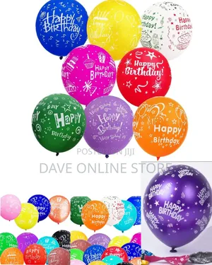 100Pcs "Happy Birthday" Printed Colorful Latex Birthday Balloons