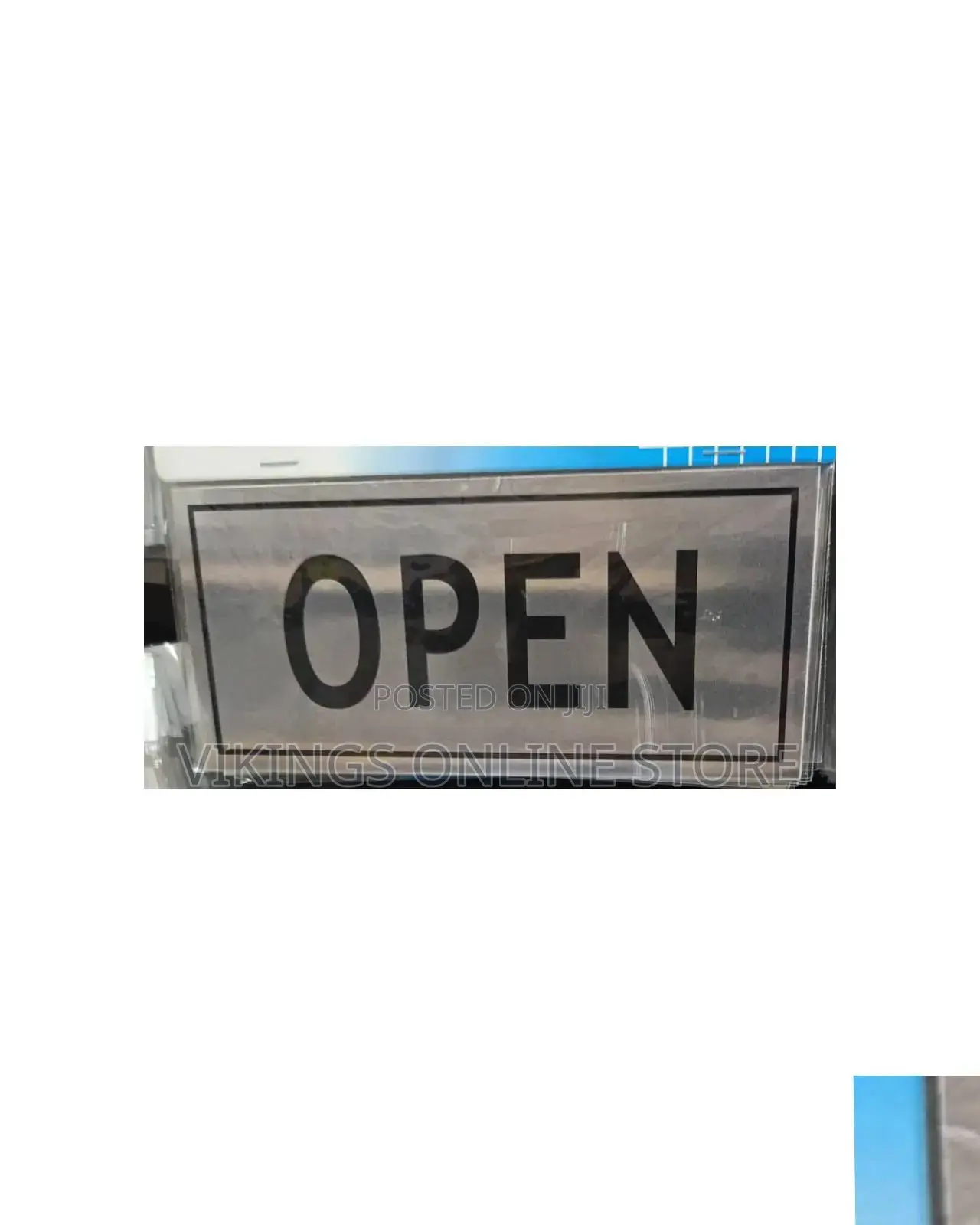 OPEN Door Sign Signs Self Adhesive Silver Easy Stick Card Sticker