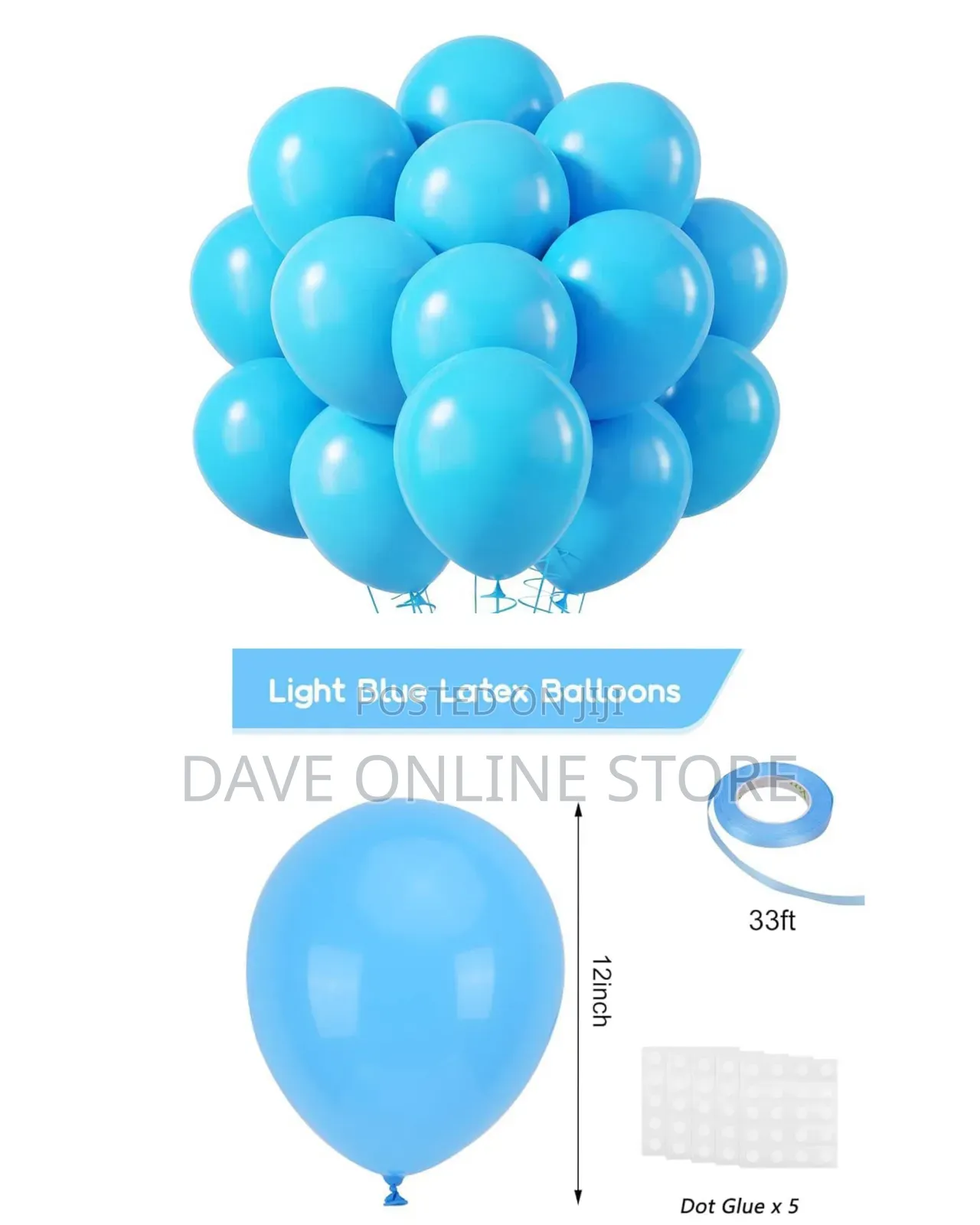 Light Blue Balloons 100pcs 12 Inch Party Latex Balloon.