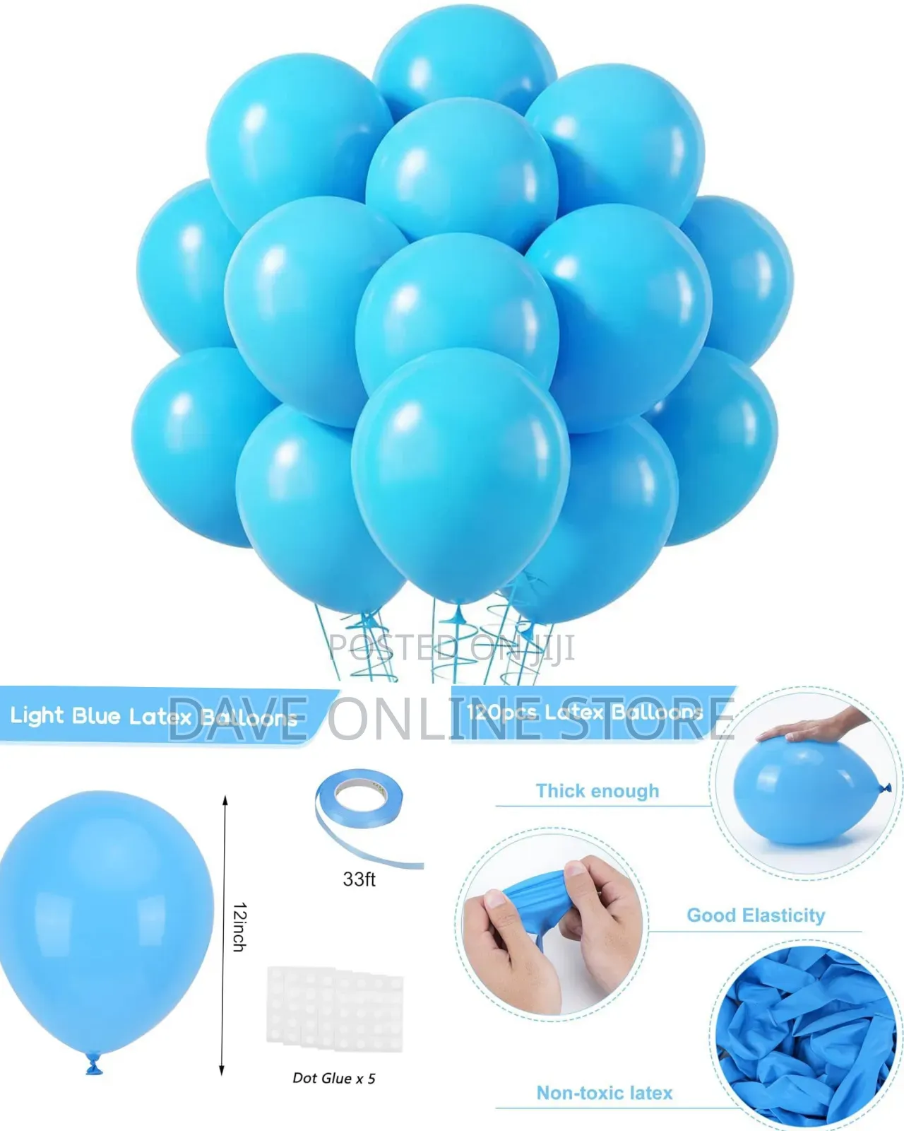 Light Blue Balloons 100pcs 12 Inch Party Latex Balloon.