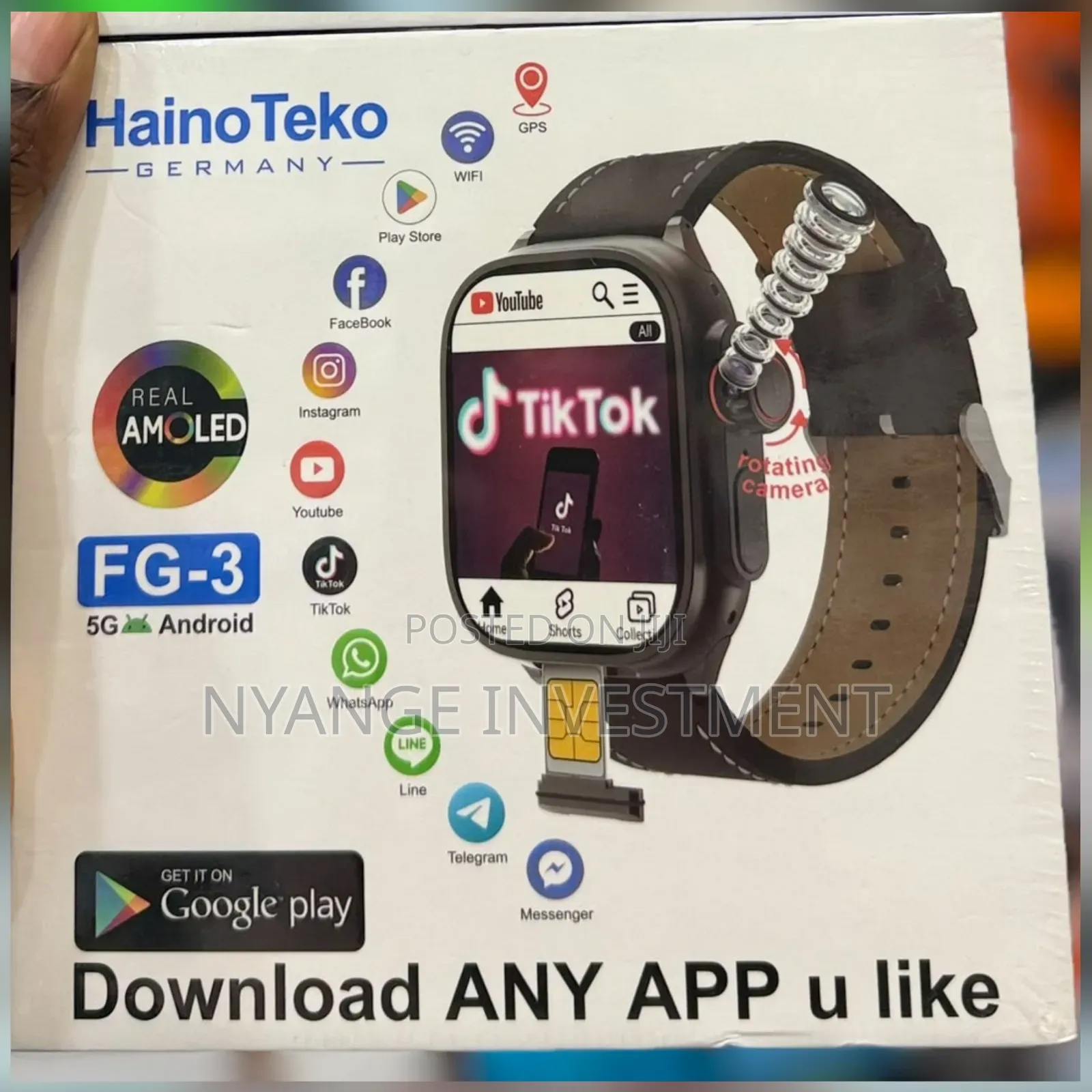 HainoTeko FG-3 5G Android Smart Watch With Real AMOLED Display SIM