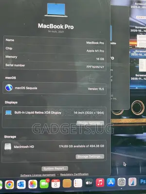 Laptop Apple MacBook Pro 16GB Apple M1 Pro SSD 500GB