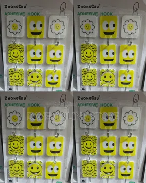 Bright Yellow Square Adhesive Wall Hooks