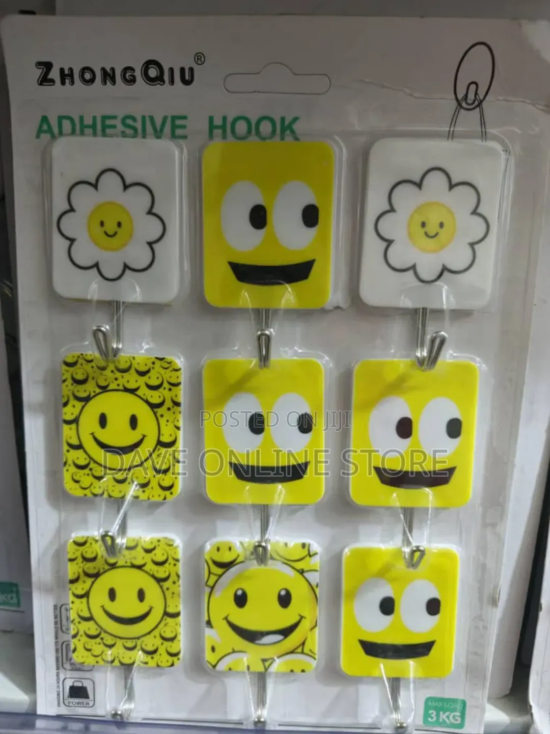 Bright Yellow Square Adhesive Wall Hooks