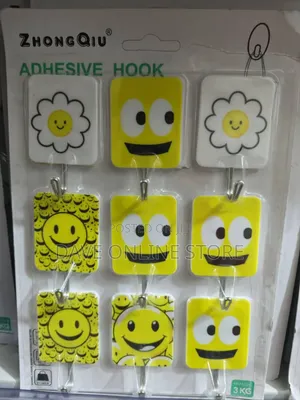 Bright Yellow Square Adhesive Wall Hooks