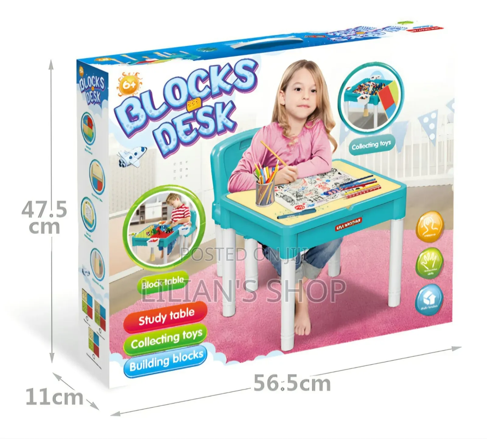 Multi-Functional Children's Activities Block Desk