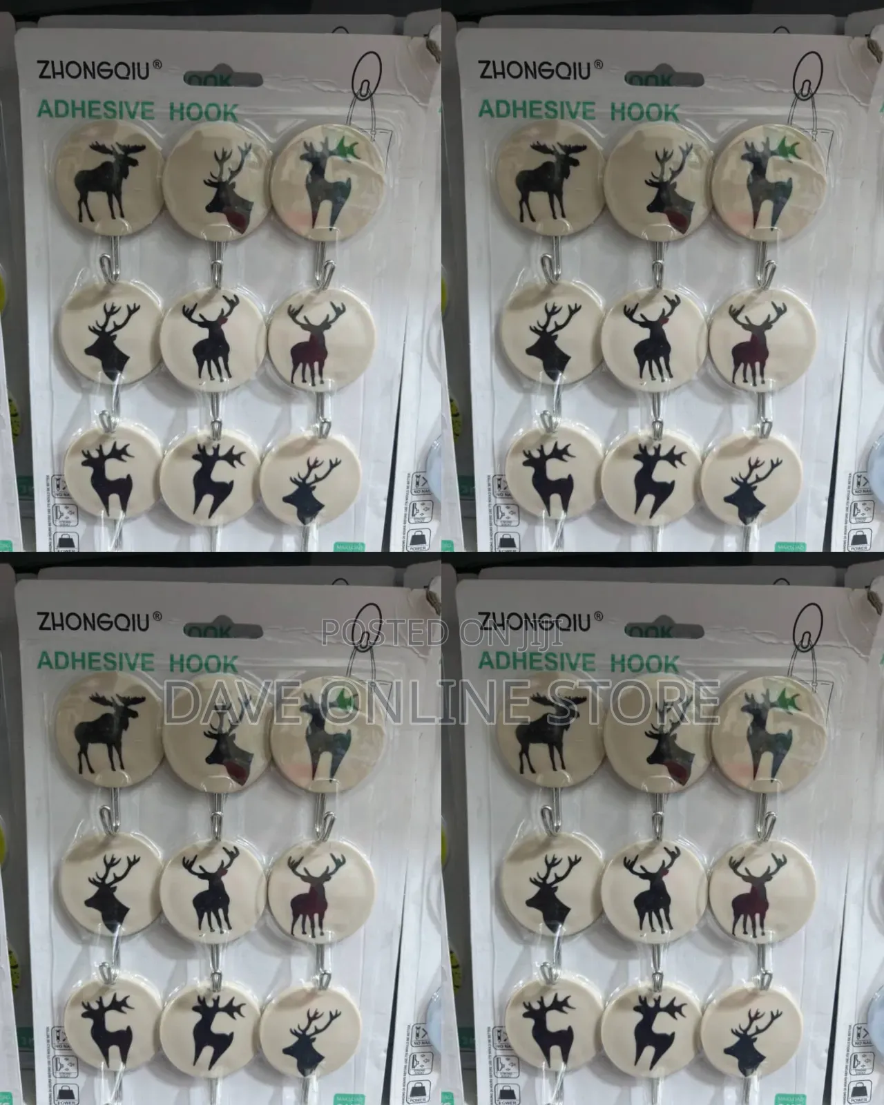 Pack of Nine Zhongqiu Decorative Self-Adhesive Wall Hooks