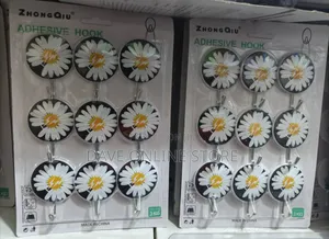 Package Contains Decorative Daisy-Patterned Adhesive Wall Hooks