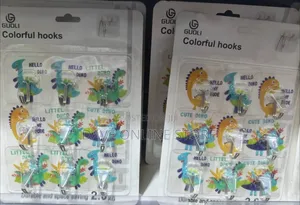 Pack of Nine Guoli Colorful Cartoon Dinosaur Self-Adhesive Wall Hooks