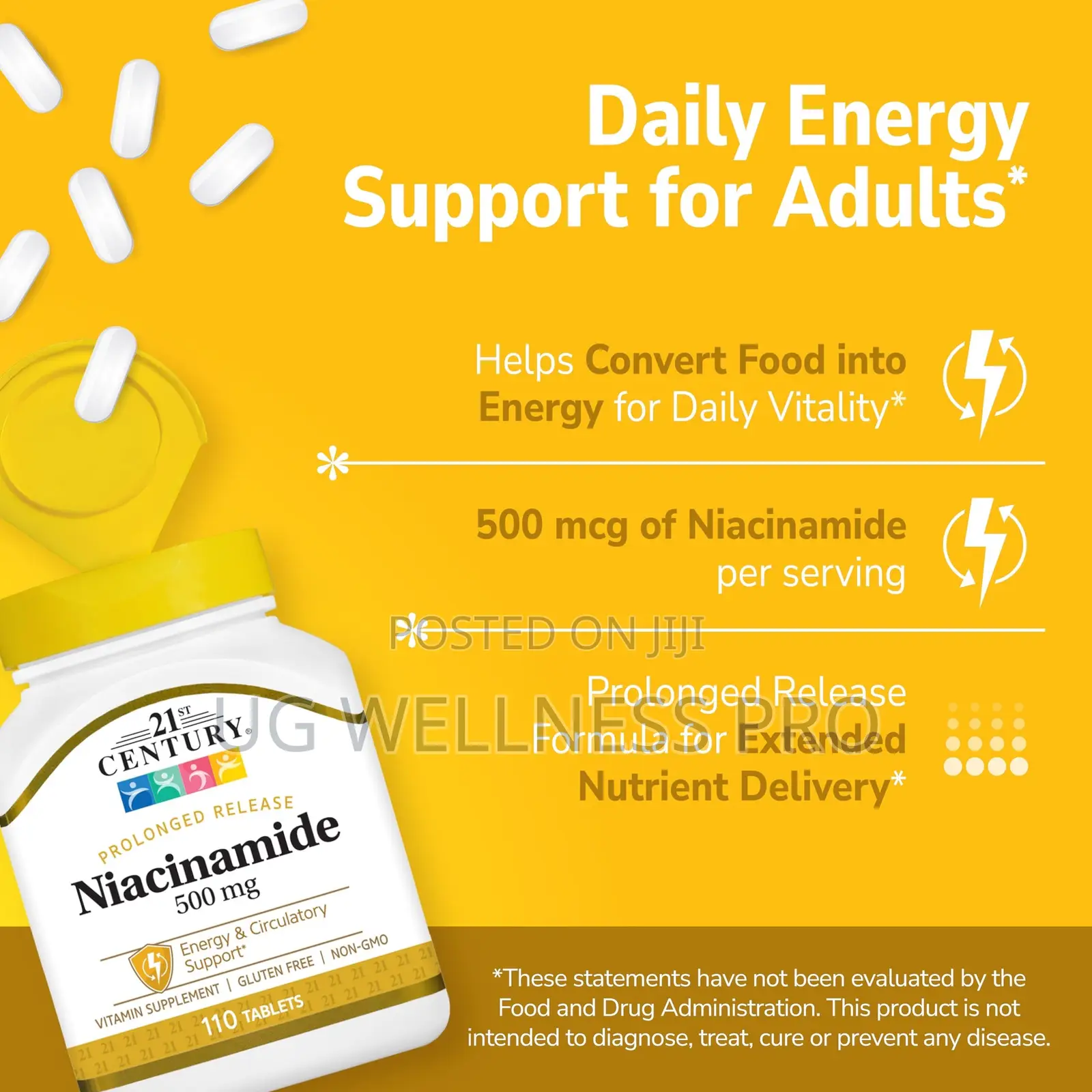 21st Century Niacinamide 500mg Prolonged Release, No Flush, 110 Count