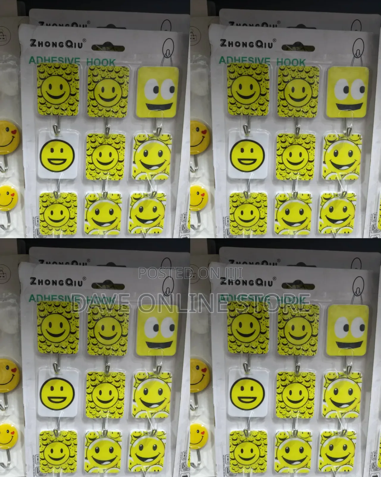 ZhongQiu Self-Adhesive Smiley Face Wall Hooks.
