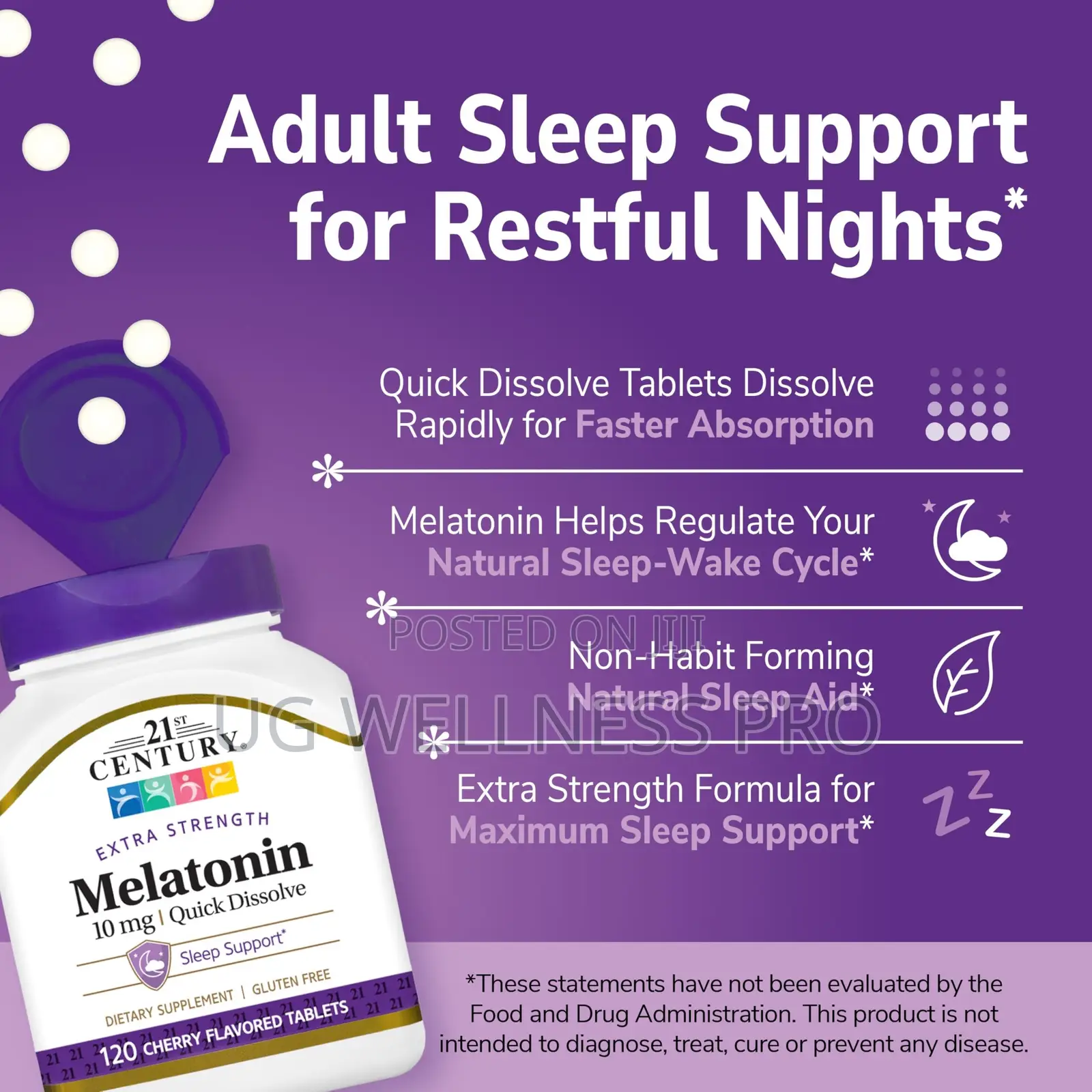 21st Century Quick Dissolve, Cherry Melatonin, 10 Mg, 120 Tabls