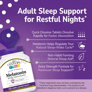 21st Century Quick Dissolve, Cherry Melatonin, 10 Mg, 120 Tabls