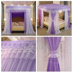 6x6 4 Stand Curtain Mosquito Net for Beds - Multicolor