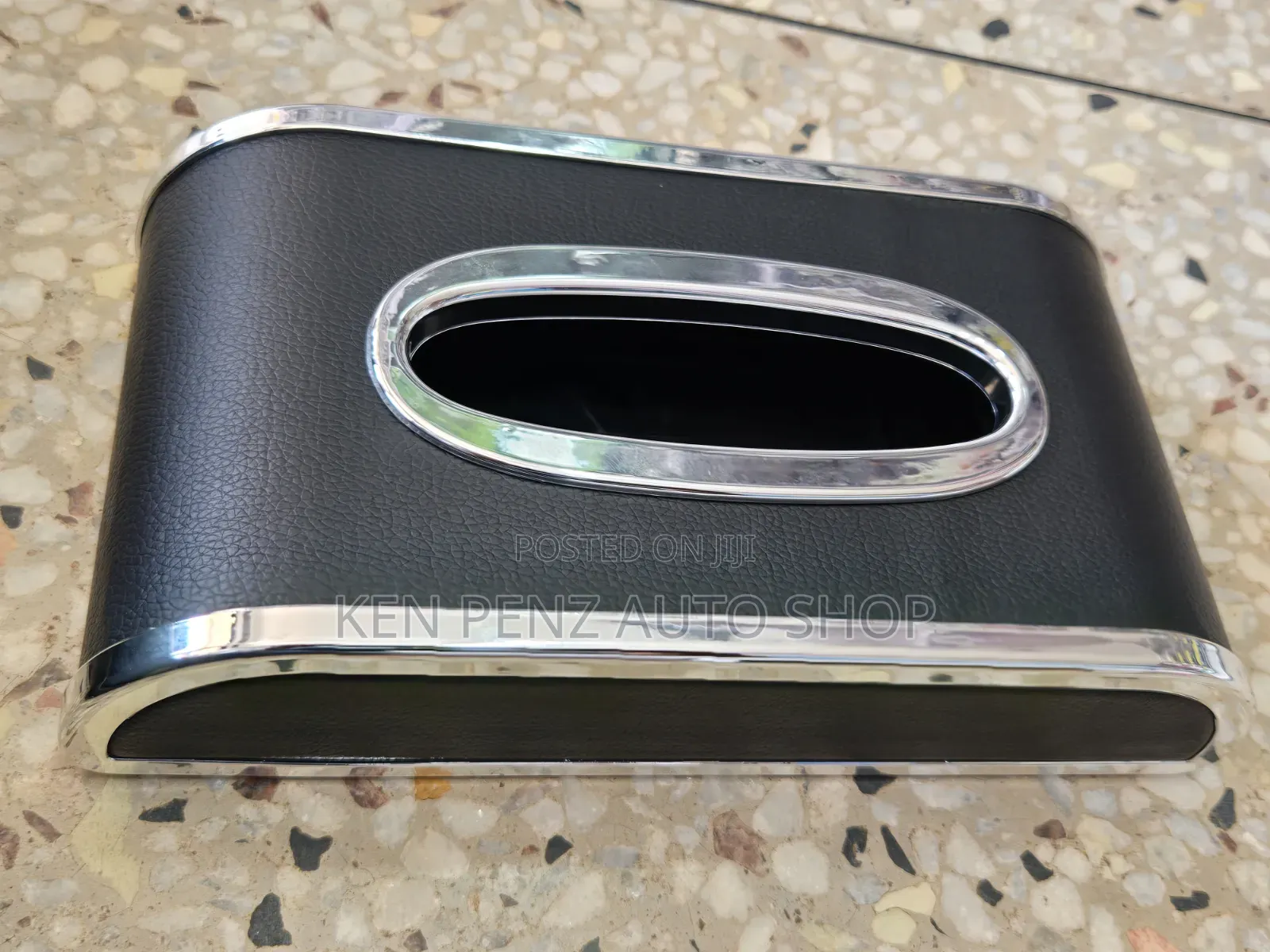 Black Leather Dashboard Tissue Holder
