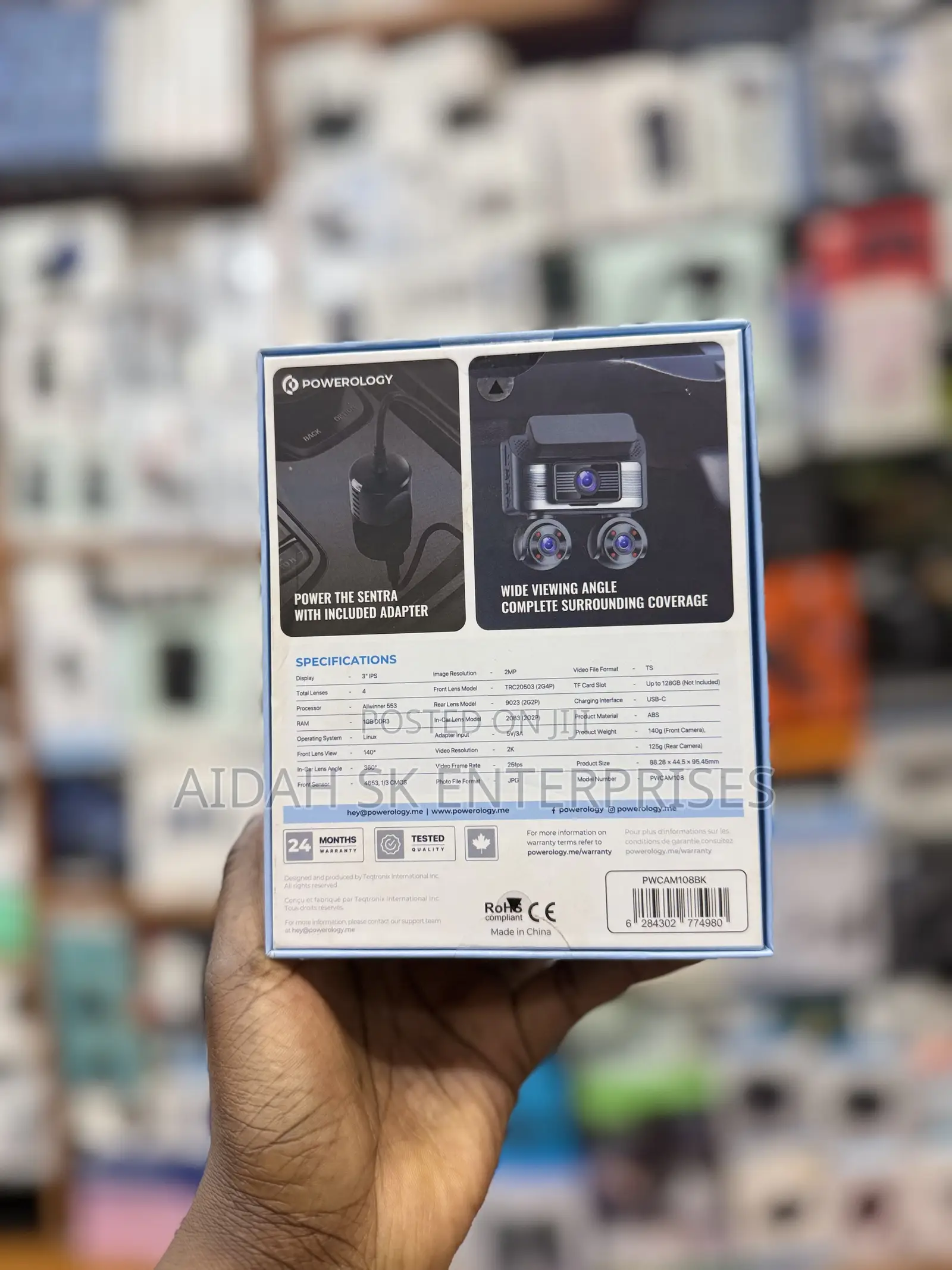 Powerology Sentra Dash Camera With 3 Lenses and Rear Camera