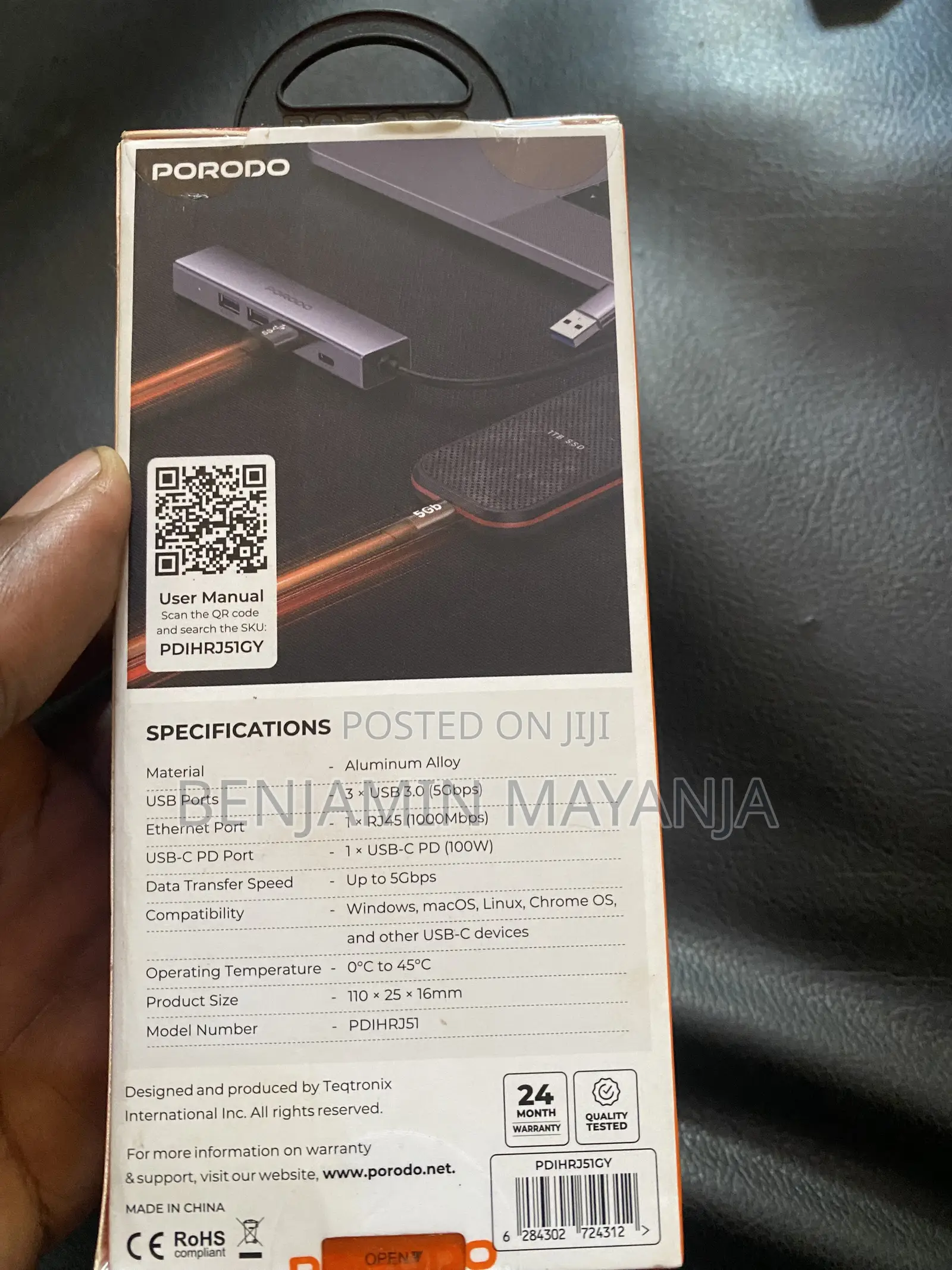 Porodo 5 in 1 Multi Port Hub